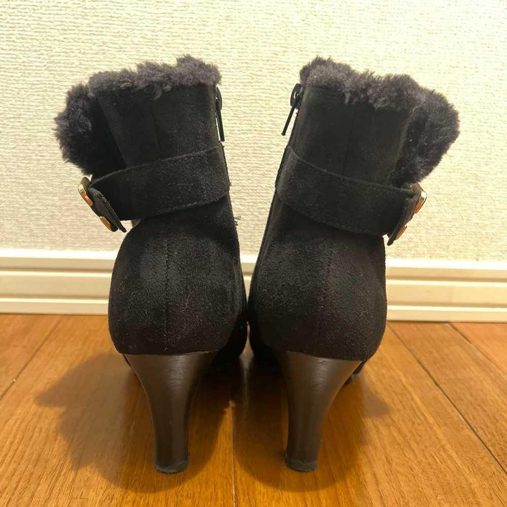 Black M Size Suede Booties with Fur, 7cm Heel - image 6