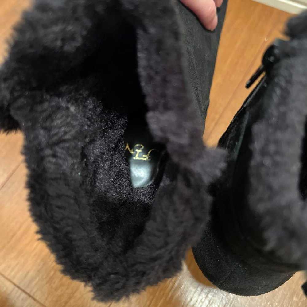 Black M Size Suede Booties with Fur, 7cm Heel - image 7