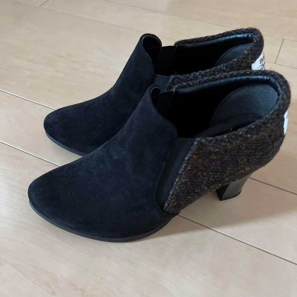 Harris Tweed Black Suede Booties with 7cm Heel - image 2