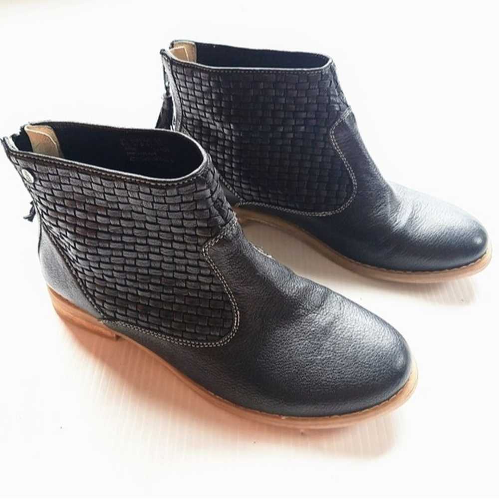 HUSH PUPPIES black Woven leather ankle booties - image 1