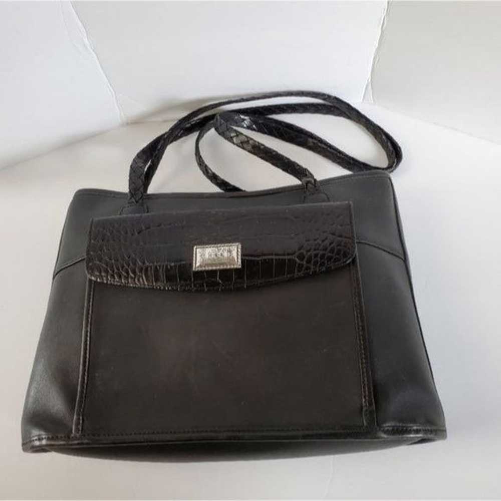 Vintage Brighton Bag Black Leather Tote Shoulder … - image 12