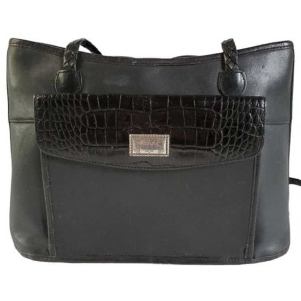 Vintage Brighton Bag Black Leather Tote Shoulder … - image 1