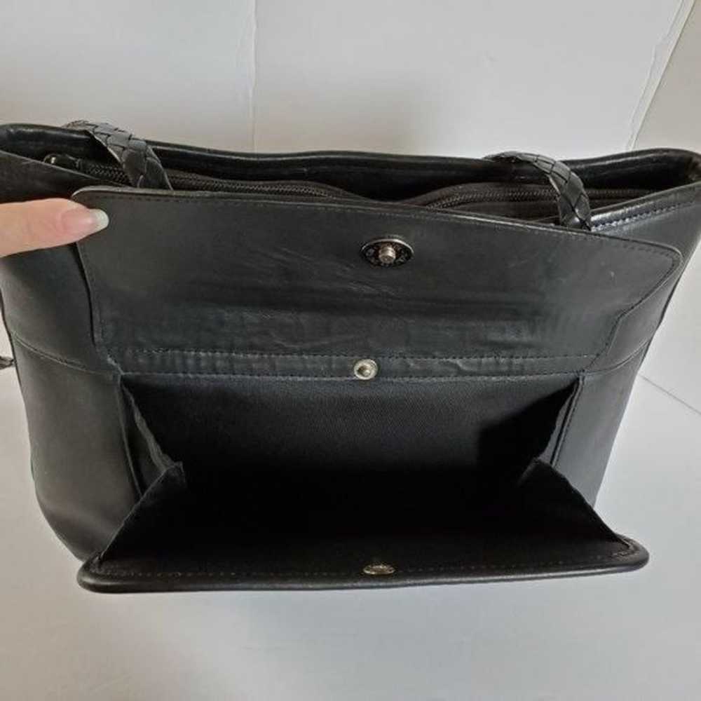 Vintage Brighton Bag Black Leather Tote Shoulder … - image 9