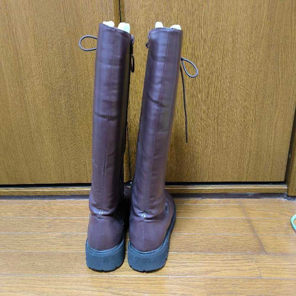 Lace-Up Long Boots Brown Size M - image 4