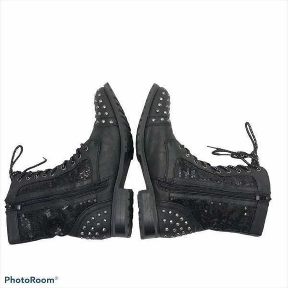 Gia Mia Black Studded Sequin Dance Combat Boots 8 - image 9