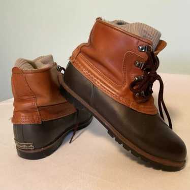 Vintage Eddie Bauer Duck Boots Brown Leather & Ru… - image 1