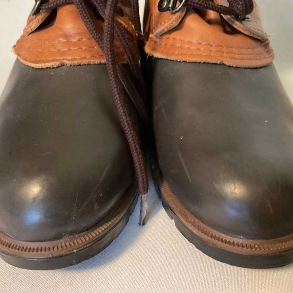 Vintage Eddie Bauer Duck Boots Brown Leather & Ru… - image 2