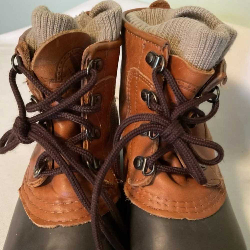 Vintage Eddie Bauer Duck Boots Brown Leather & Ru… - image 3