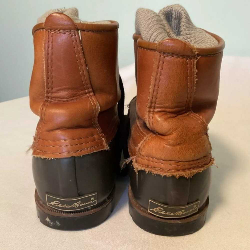 Vintage Eddie Bauer Duck Boots Brown Leather & Ru… - image 6