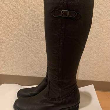 Rabbit and long boots, black, genuine leather, si… - image 1