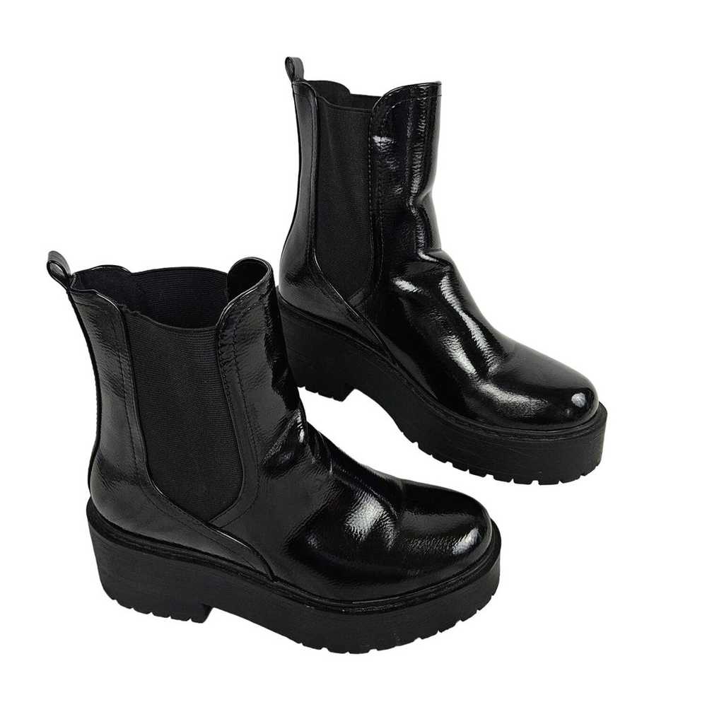 SODA Y2K Boot Black Patent Lug Sole Chunky Combat… - image 1