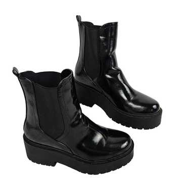 SODA Y2K Boot Black Patent Lug Sole Chunky Combat… - image 1