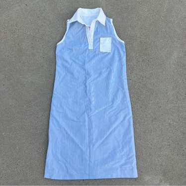 Vintage Vicky Vaughn Blue Sleeveless White Polo C… - image 1