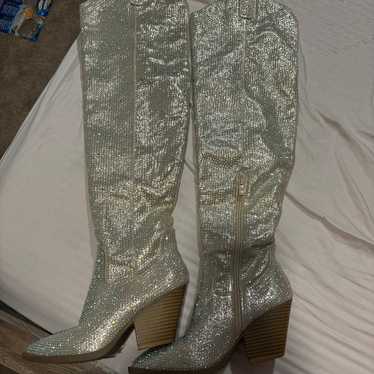 Over the knee rhinestone boots