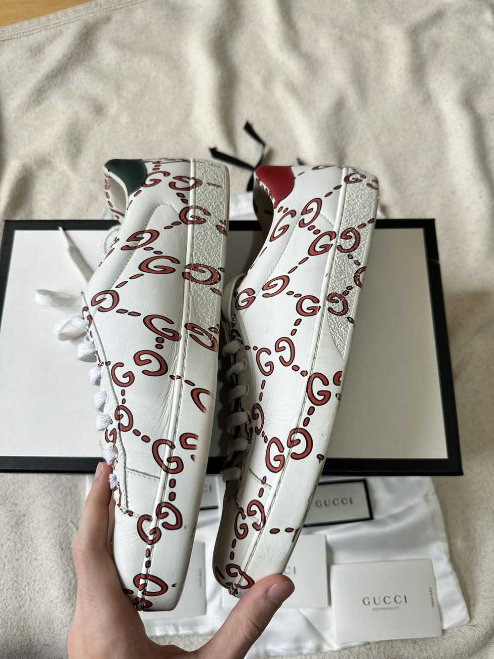 Gucci Gucci Ace Sneakers Monogram Ghost Print Whi… - image 6