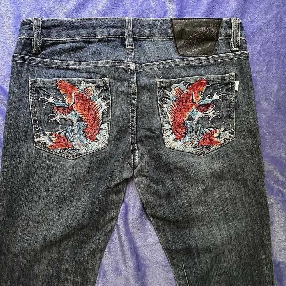 Ed Hardy × Vintage Ed Hardy Koi Fish Embroidered … - image 3