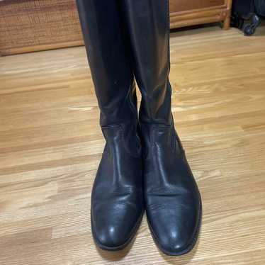 Black Leather Long Boots with Buckle - image 1