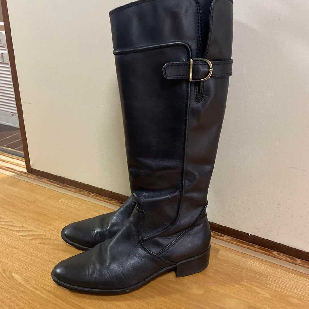 Black Leather Long Boots with Buckle - image 2