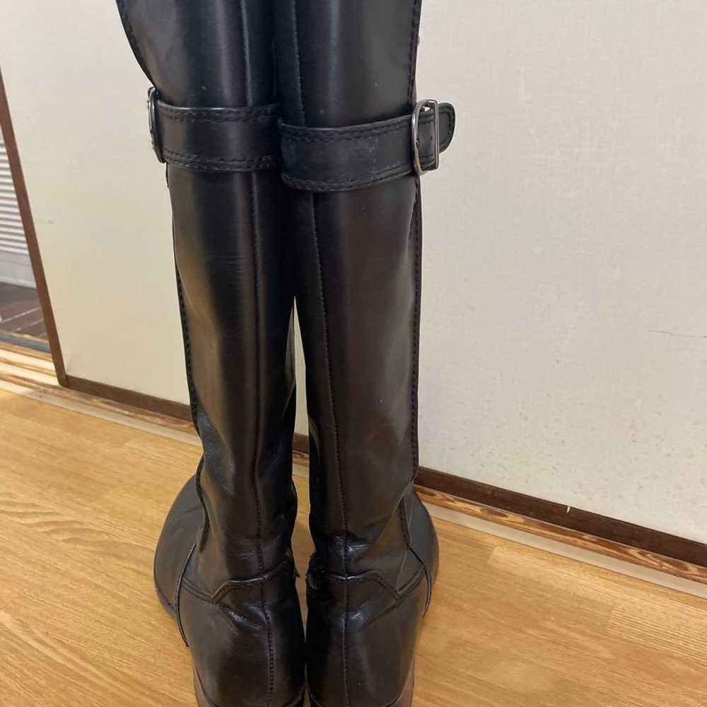 Black Leather Long Boots with Buckle - image 3