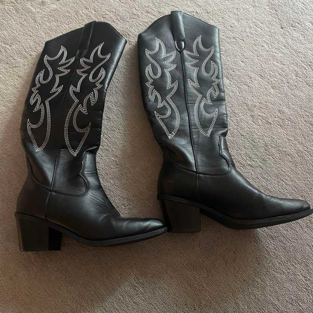 Black Leather Western Boots - image 1