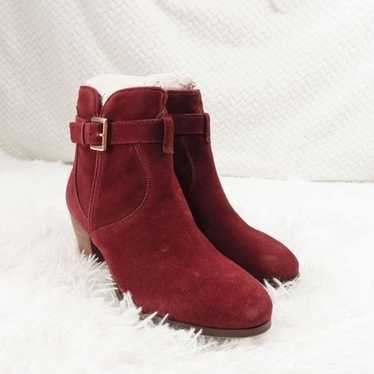 Diba Burgundy Suede Sleek Buckle Bootie 7