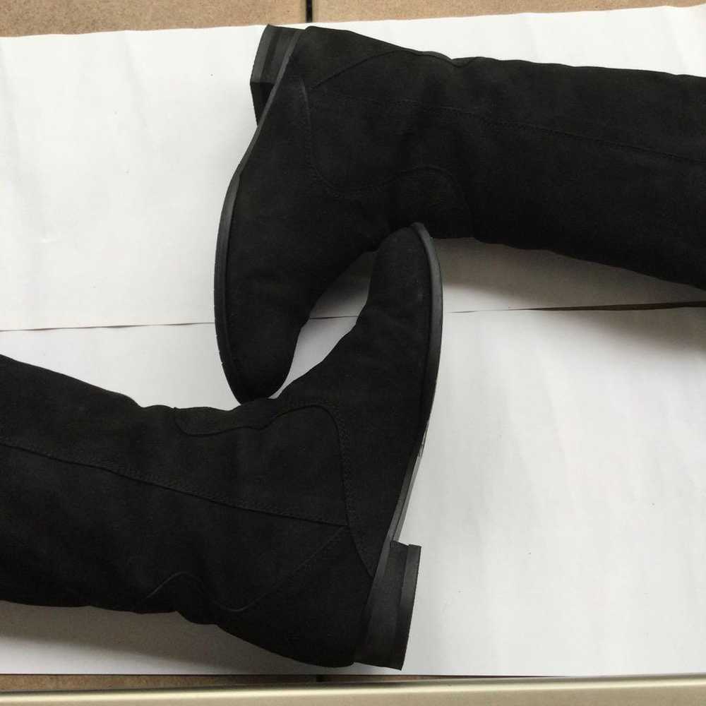 t.Inaba Black Suede Fur Long Boots Size 36 Adjust… - image 3