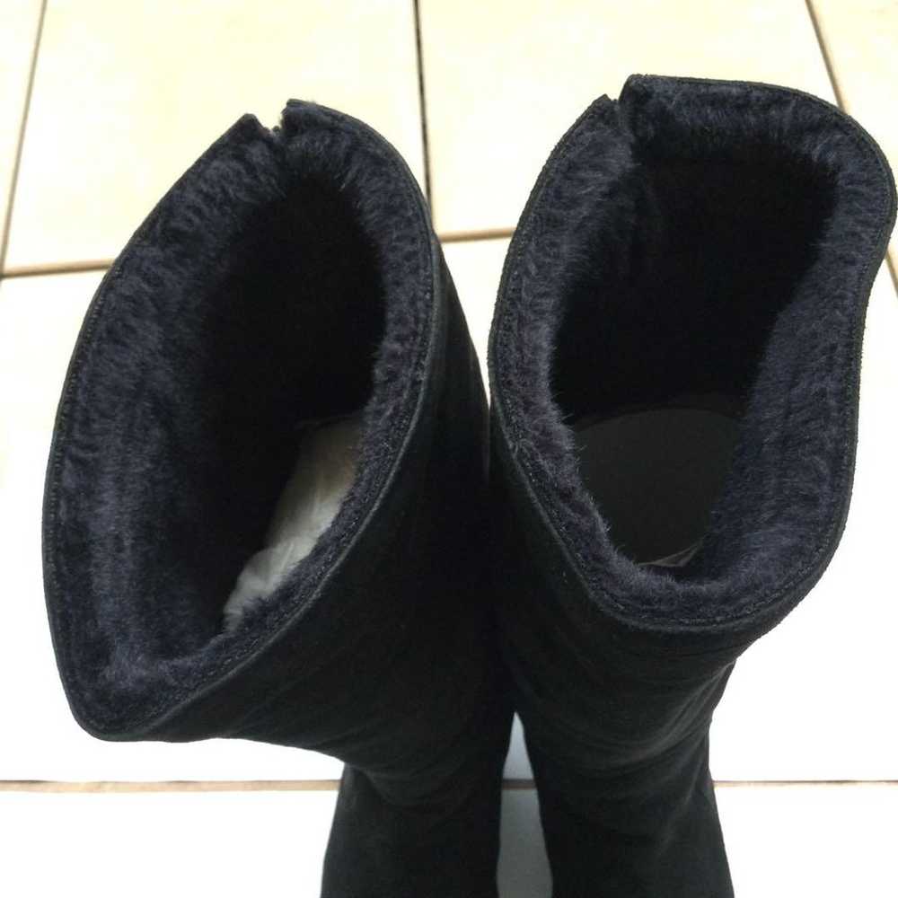 t.Inaba Black Suede Fur Long Boots Size 36 Adjust… - image 6