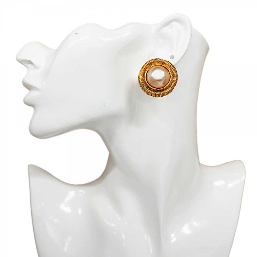 Chanel Chanel Earrings Circle Faux Pearl GP Plate… - image 6