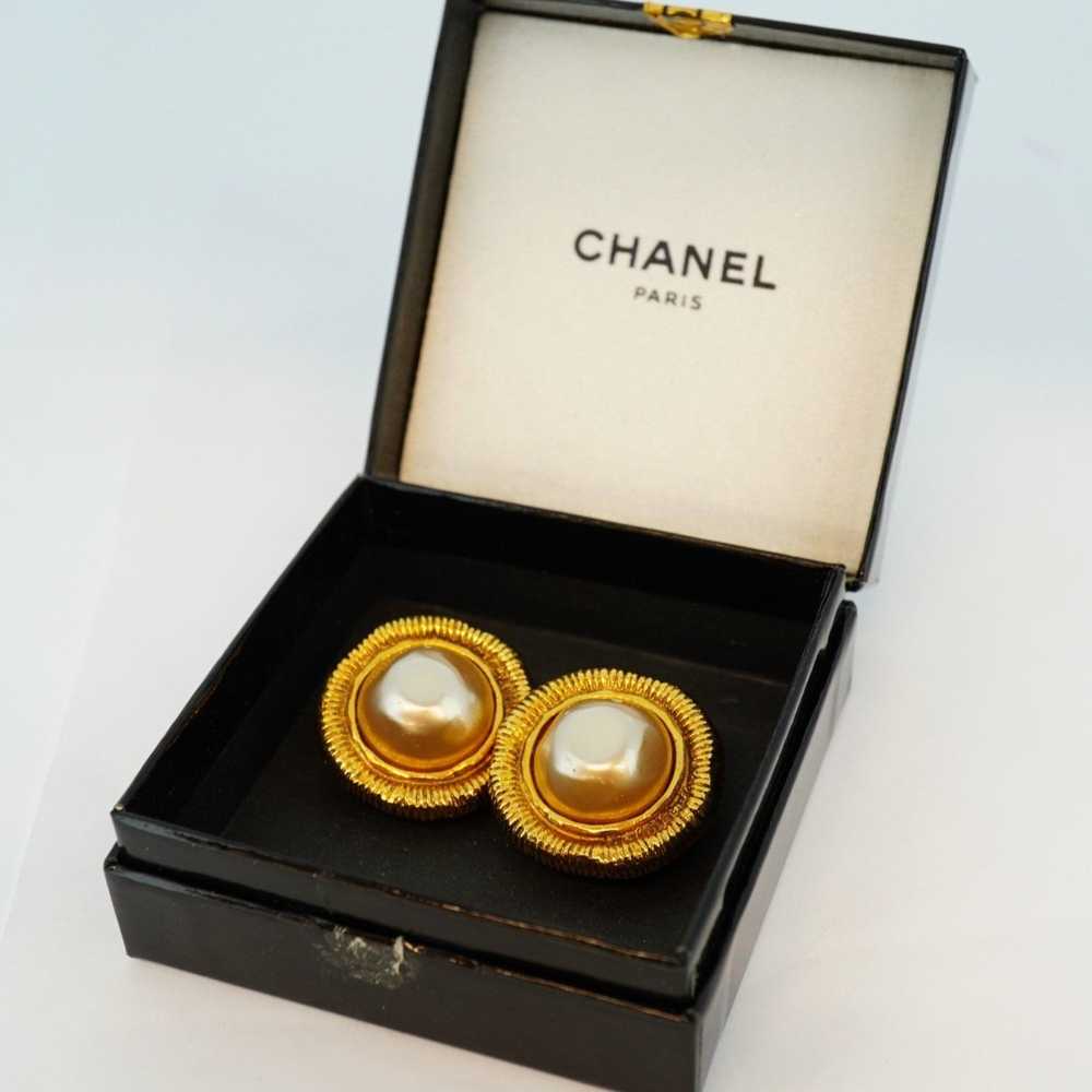 Chanel Chanel Earrings Circle Faux Pearl GP Plate… - image 7