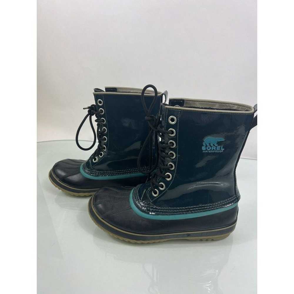 Sorel Aqua Dahlia Patent Leather Boots Lace Up Du… - image 4