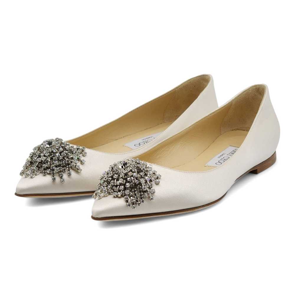 JIMMY CHOO Love Embellished Satin Flat Ballerina … - image 1