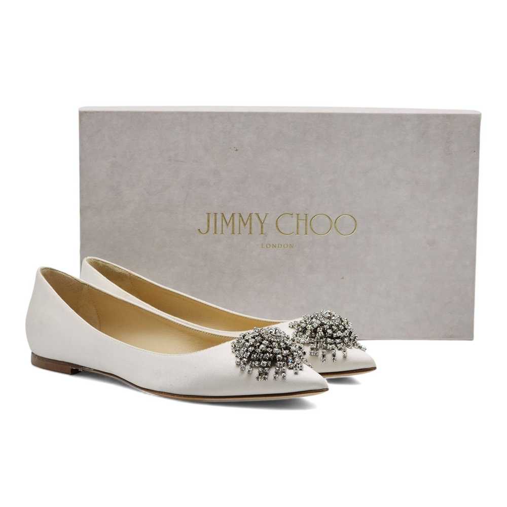 JIMMY CHOO Love Embellished Satin Flat Ballerina … - image 2