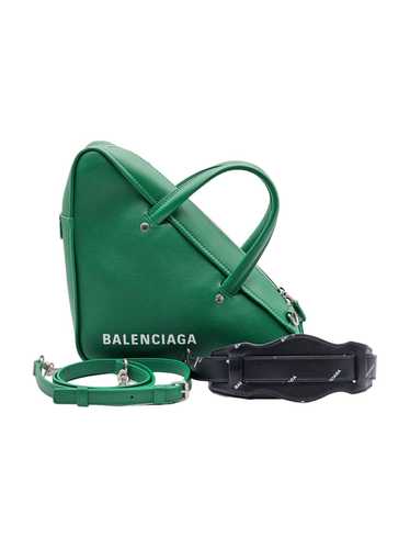 BALENCIAGA Triangle Leather Bag Green with 2 strap