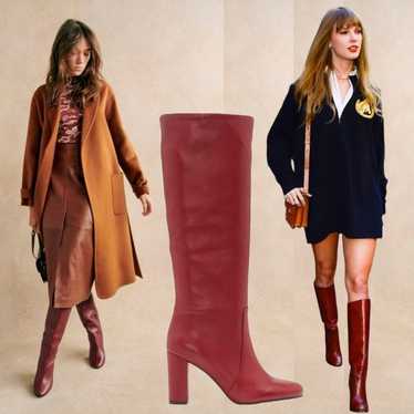 Vince Camuto Leather Burgundy Red Wine Knee High … - image 1