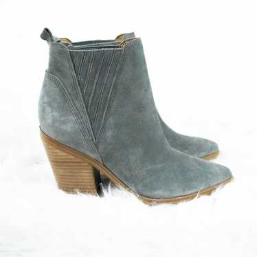 Marc Fisher Gray Suede Leather Chunky Block Heel … - image 1