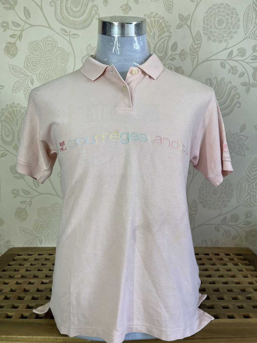 Vintage Courreges Spellout Classic Cut Polo Shirt… - image 1