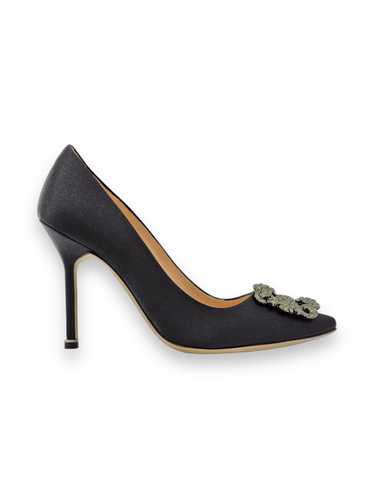 Manolo Blahnik Hangisi Satin Pumps Heels Black $11