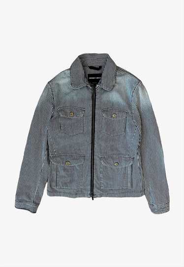 80's】Old GIORGIO ARMANI 2 Tone Zip Up Cotton Blouson