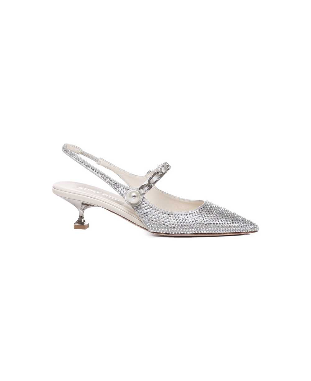 Miu Miu Silk Blend Slingback With Applications - image 1