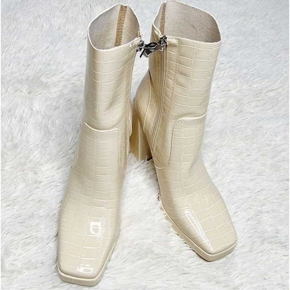 Princess Polly JAMIE CROC PLATFORM BOOTS CREAM Ne… - image 2