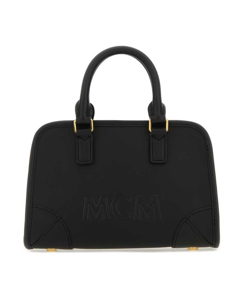 MCM Black Leather Aren Boston Mini Handbag - image 1