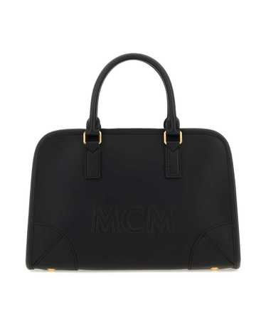 MCM Black Leather Aren Boston Medium Handbag