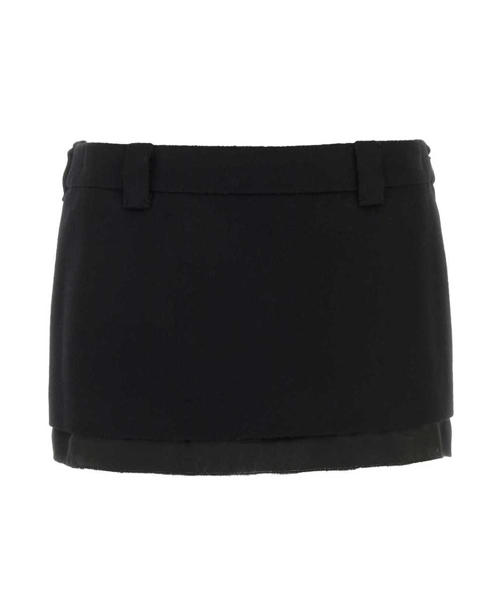 Miu Miu Black Wool Blend Mini Skirt - image 1