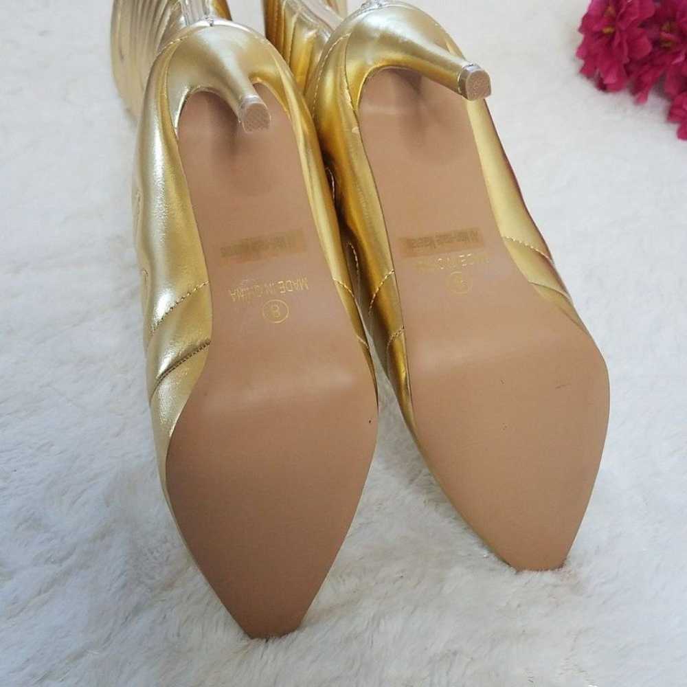 GLAZE Gold Curvy Quilted Pu Boot Skinny High Heels - image 2