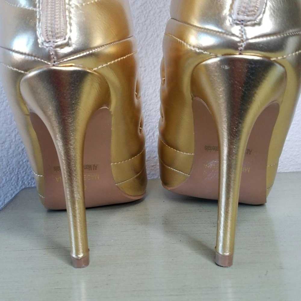 GLAZE Gold Curvy Quilted Pu Boot Skinny High Heels - image 3