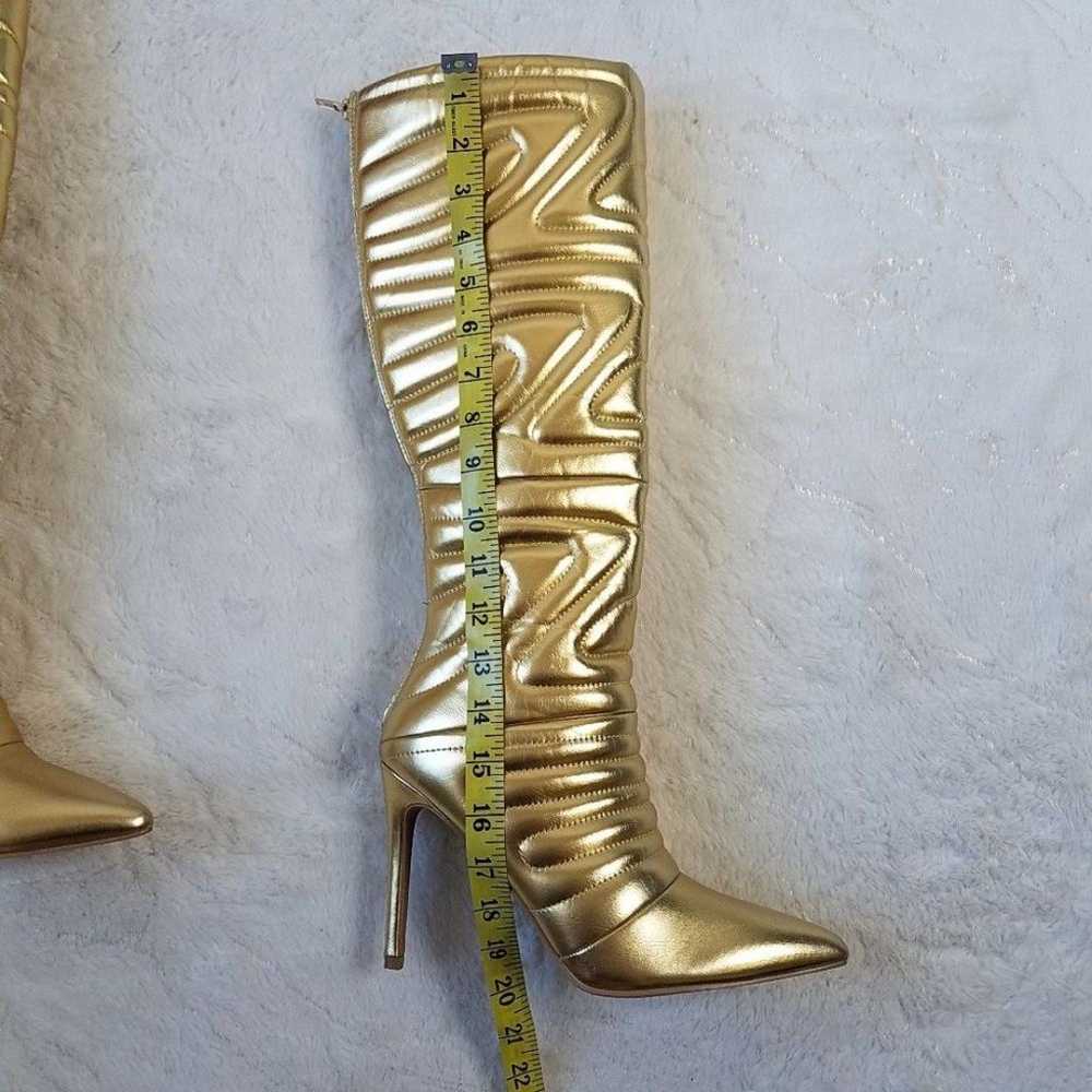 GLAZE Gold Curvy Quilted Pu Boot Skinny High Heels - image 5