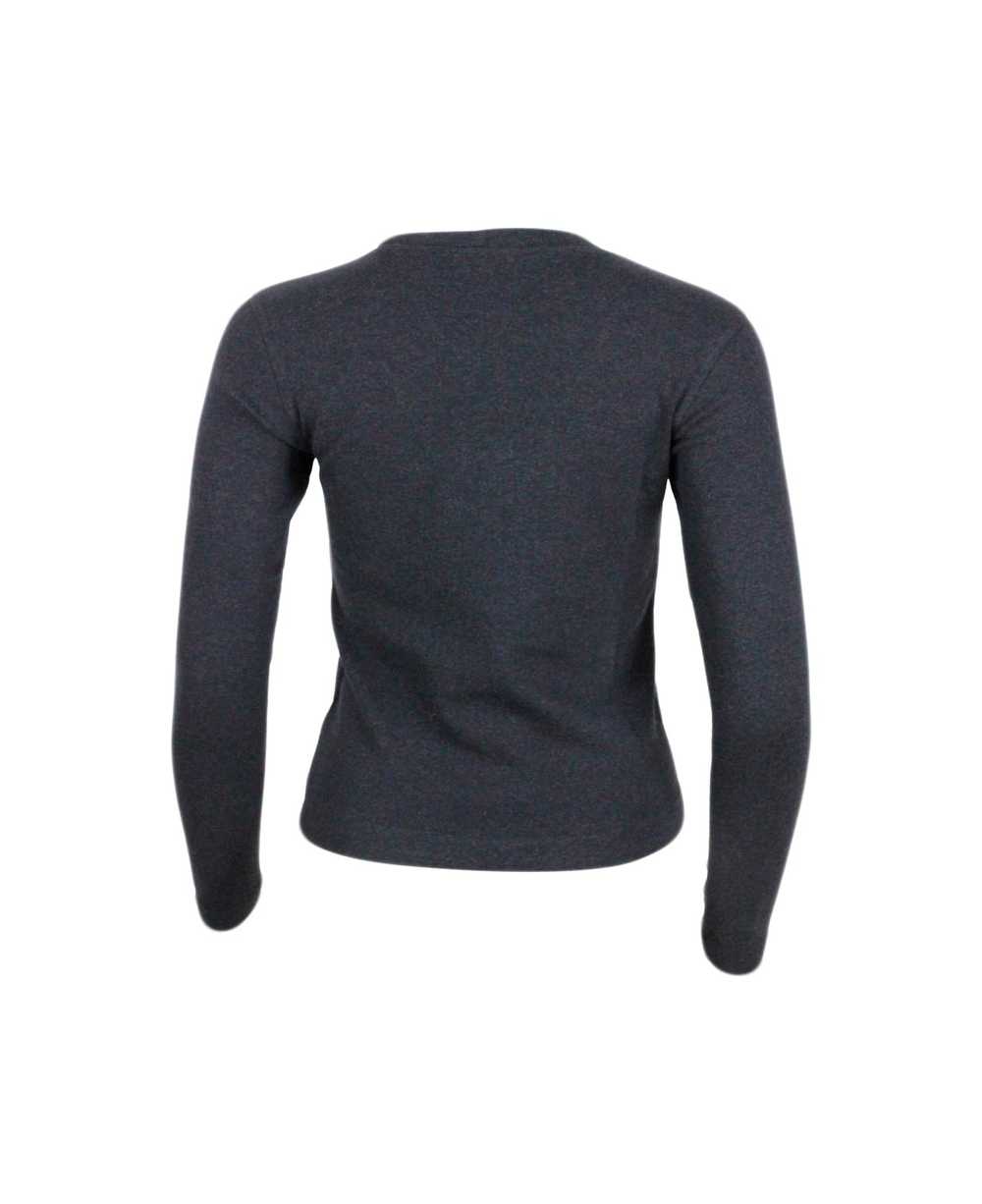 Brunello Cucinelli Long-sleeved V-neck T-shirt In… - image 3