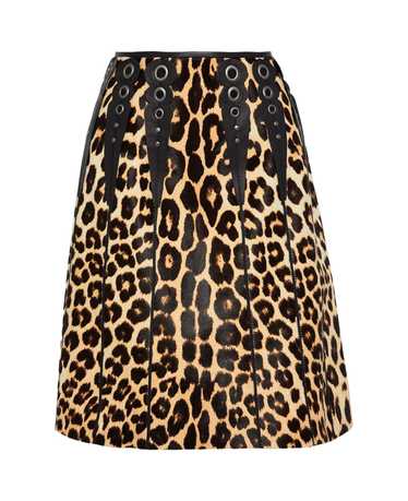 Bottega Veneta Leopard Print Calf Hair Skirt