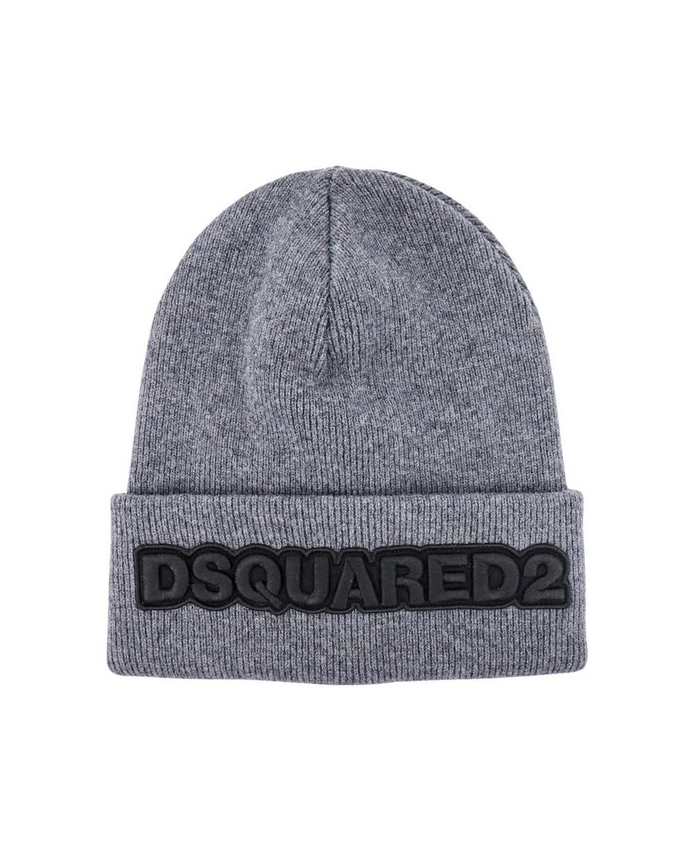 Dsquared2 Logo Knit Beanie In Grey - image 1