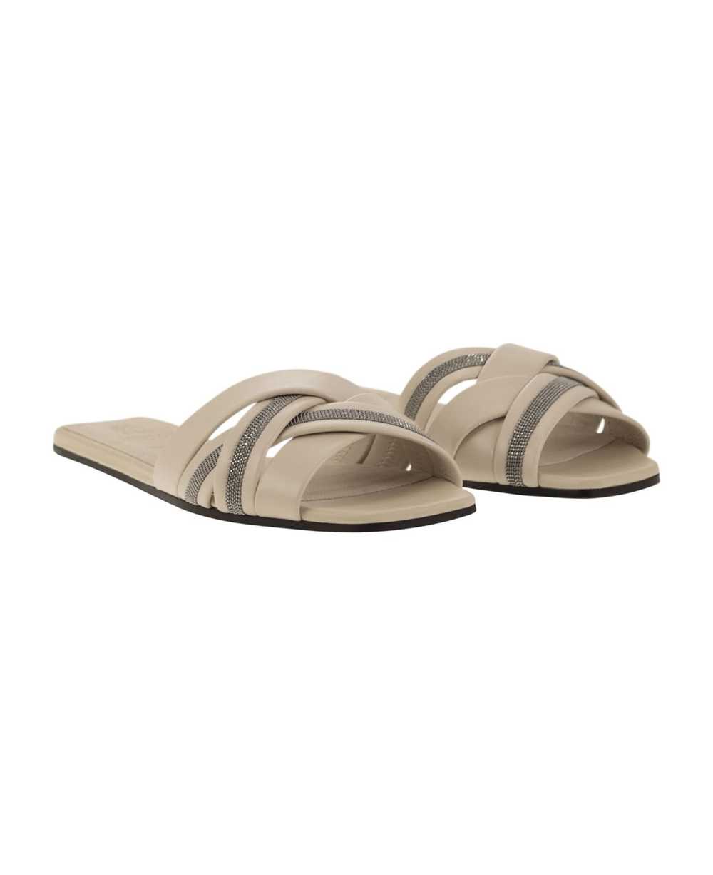 Brunello Cucinelli Nappa Leather Slides With Jewe… - image 4